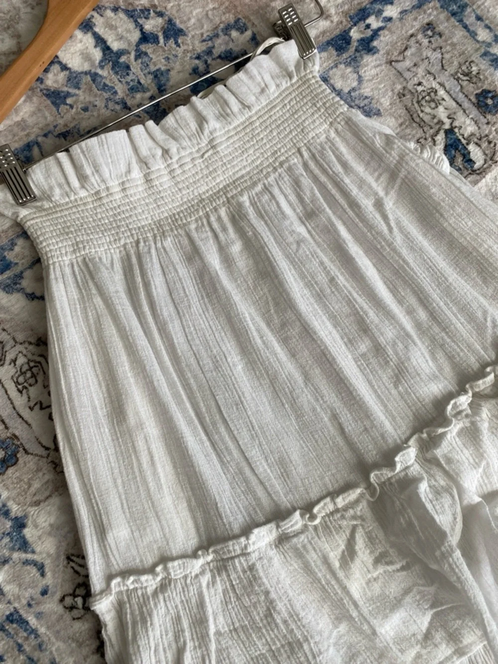 Free People Smocked For The Drama High Waist White Tiered Ruffle Maxi Skirt - Picture 2 of 7